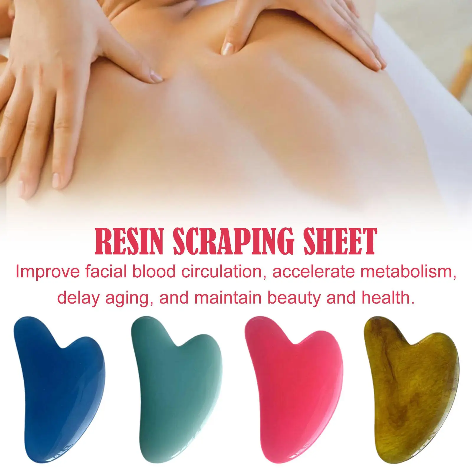 1pcs Resin Board Beeswax Heart-shape Scraping Face Massager Scraping Tools Beauty Salon Face Skin Sheet Care T4t0