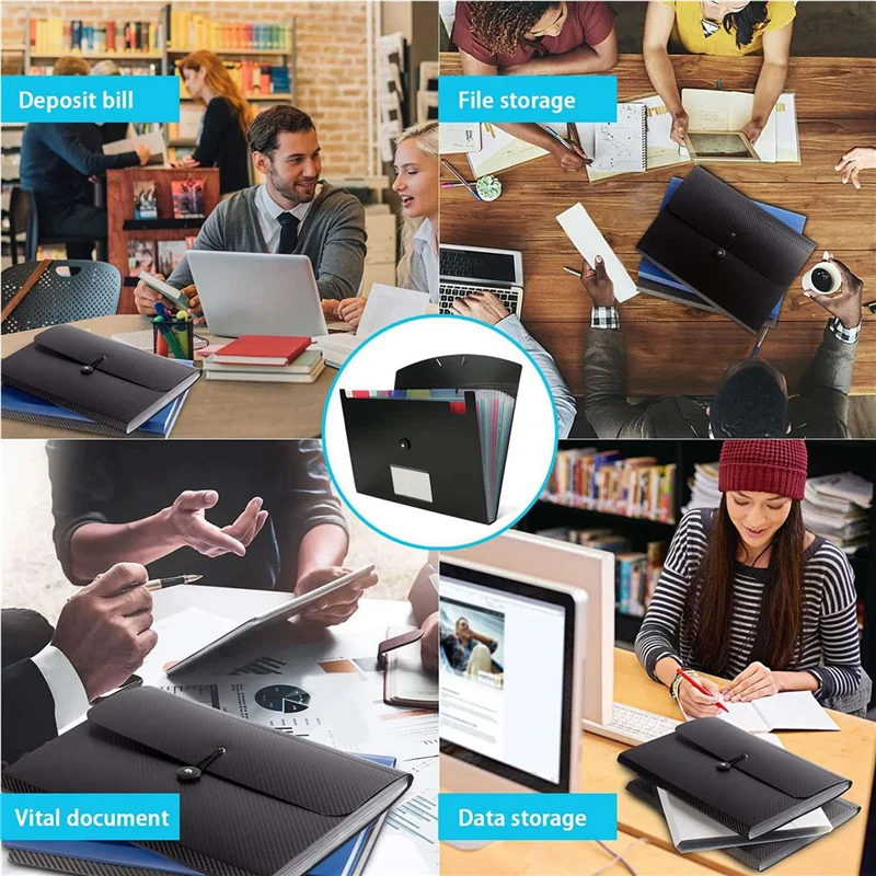 L53A-2X Accordian File Organizer 13 Pocket Expanding File Folder Plastic Expandable File Folder Color Inside