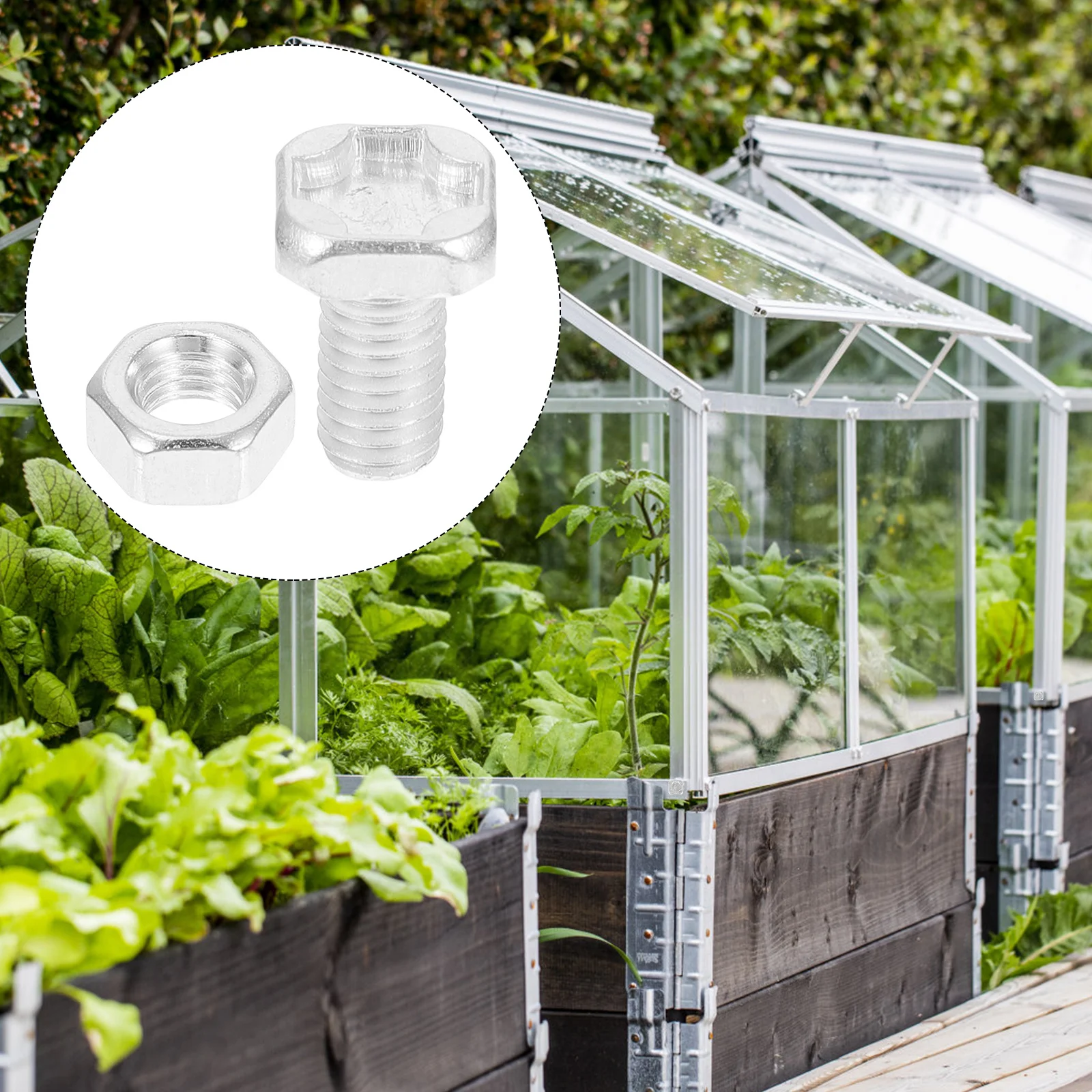 

50Sets Greenhouse Nuts Bolts Aluminum Square Head Rust Proof Kit for Greenhouse Frame Fixing and Glass Panel Support
