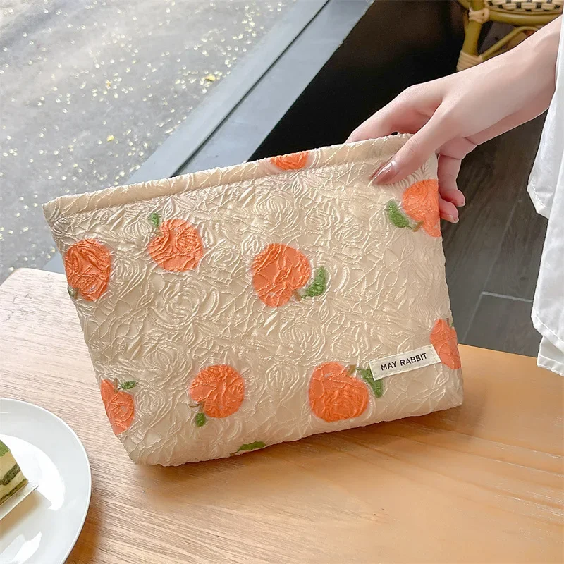 Retro Jacquard Ladies Floral Cosmetic Bags Vintage Flower Women\'s Grocery Storage Bag Clutch Purse Makeup Cases Girls Handbags