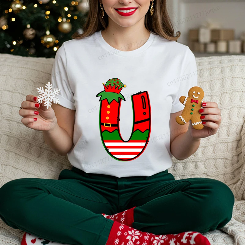 2026 جديد عيد الميلاد مطابقة الأسرة منامة سانتا الأبجدية طباعة عيد الميلاد ملابس الحفلات للآباء الاطفال عطلة عطلة هدية فكرة #5