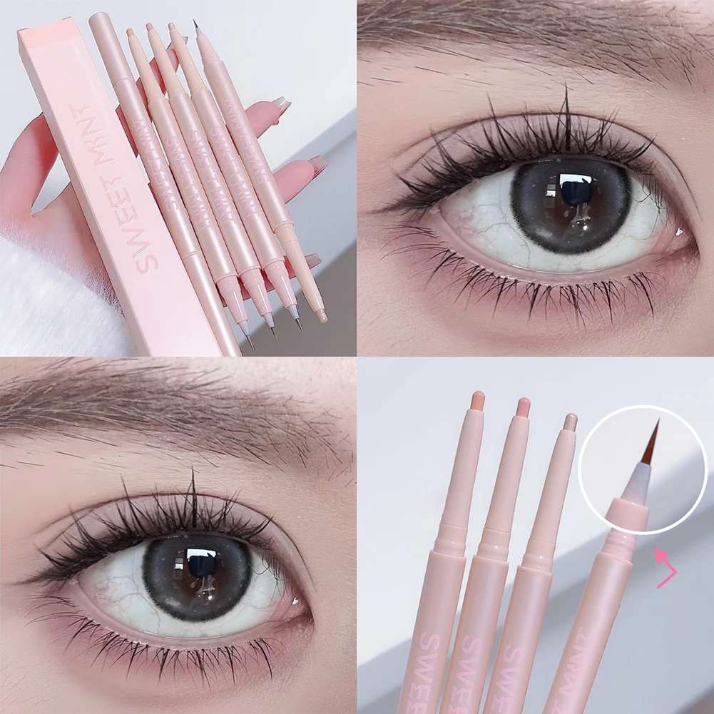 Double Ended Lying Silkworm Pencil Highlighter Makeup Pen enlarge eyes Under Eye Highlighter Makeup Stick Slim & soft tip