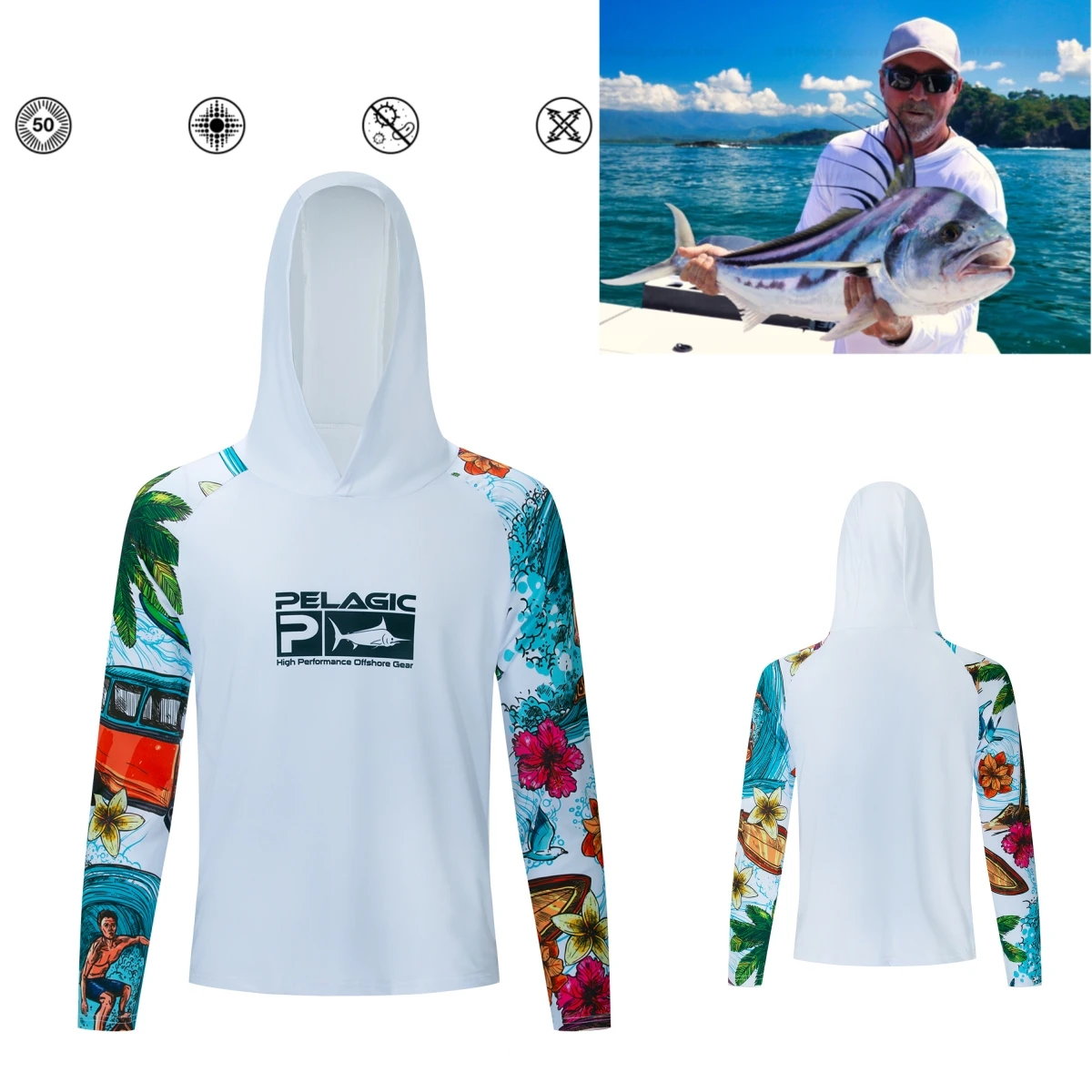 Men Hood Fishing Shirt long sleeve Fishing clothing fishing t shirt uv protection fishing shirt Fishing Apparel