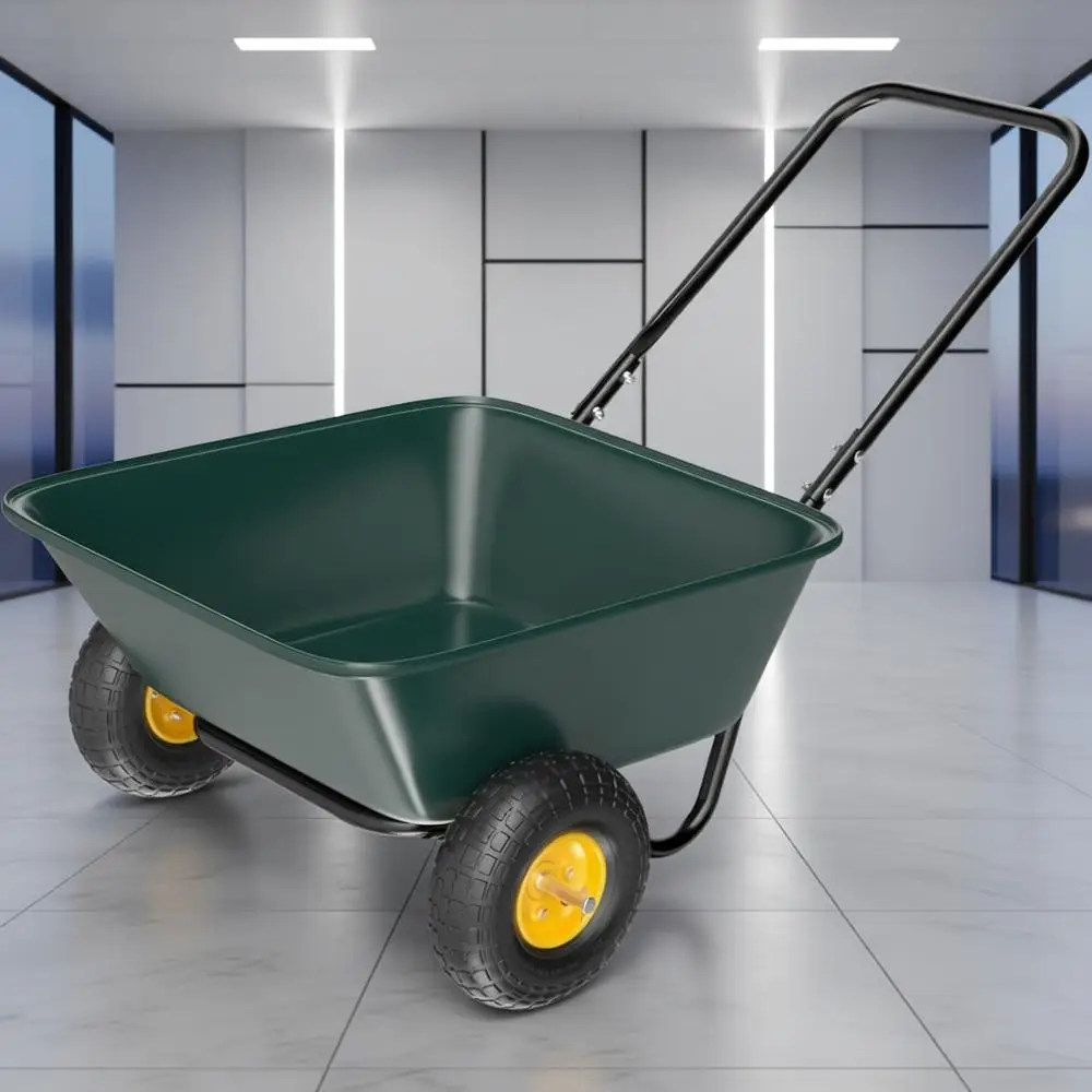 

Heavy-Duty Garden Cart with 330lbs Capacity, Plastic and Steel Wheels for Lawn and Garden Use