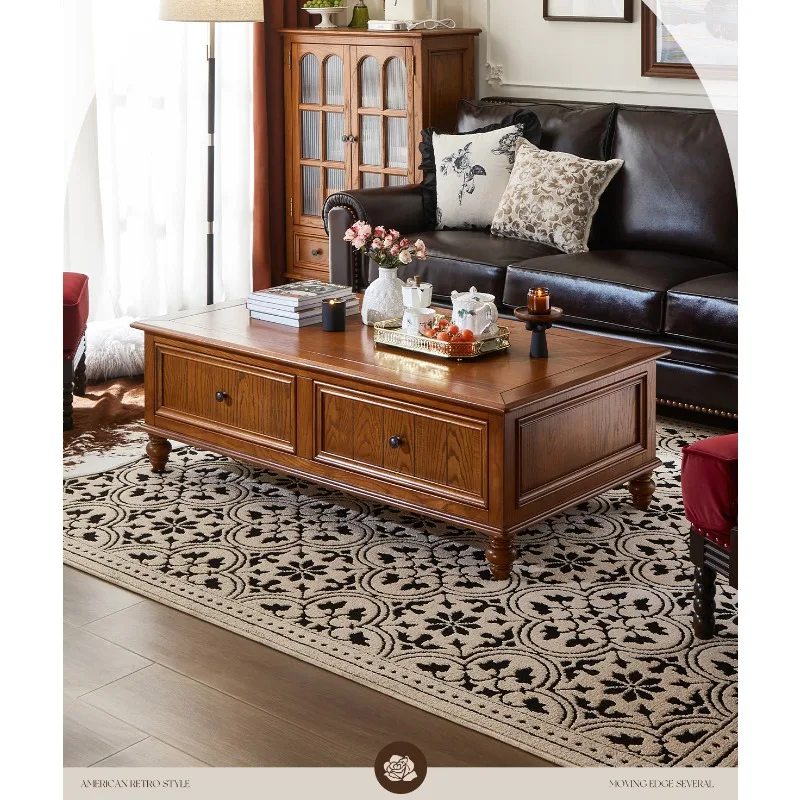 furniture solid wood coffee table TV cabinet combination living room household suitable for  Style decoration