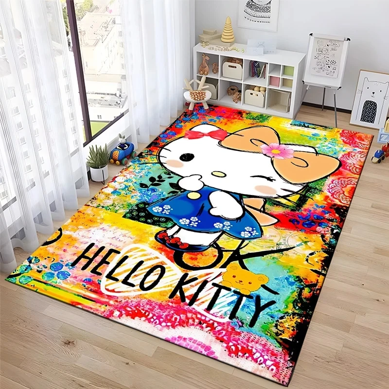 MINISO DISNEY Sanrio Hello Kitty Area Rug Carpet Home Living Room Bedroom Sofa Doormat Kitchen Non-slip Floor Mat Tapetes Decor