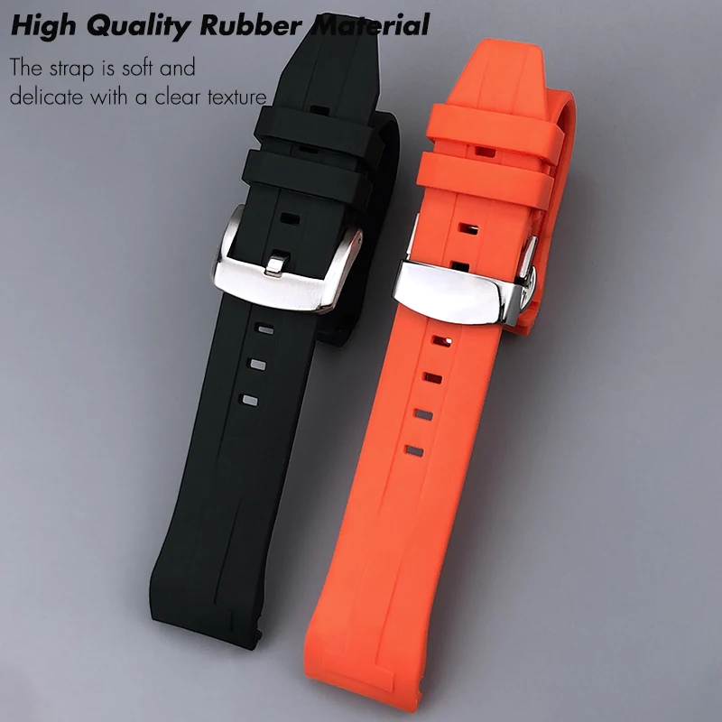 21mm 22mm Rubber Silicone Black Watchband for Tissot T120 Seastar T120417 407 Series Waterproof Watch Strap Folding Buckle