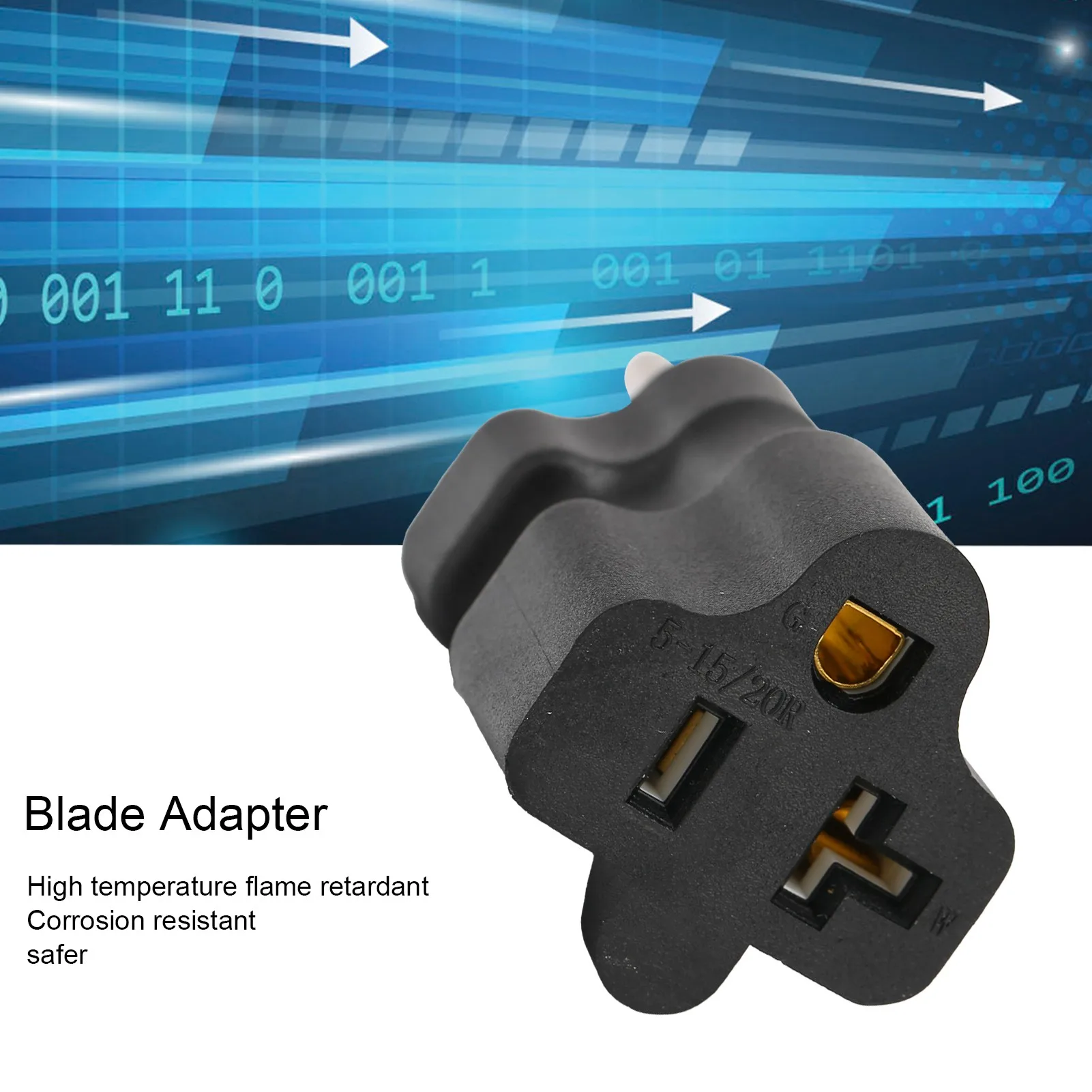 JORINDO Blade Adapter High Temperature Flame Retardant Safety Nema 5‑15P to Nema 5‑15 / 20R Outlet Adapter T Blade Adapter