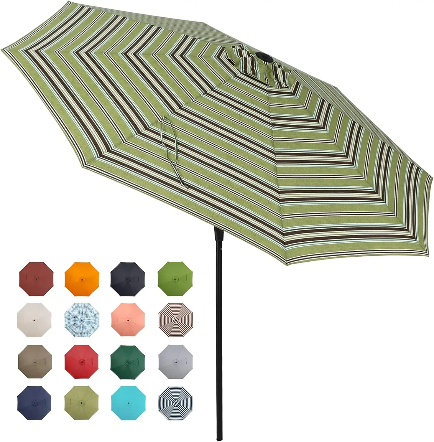 

Outdoor Patio Umbrella with Push Button Tilt & Crank, Large Sun Shade, Fade Resistant Canopy, Easy Setup