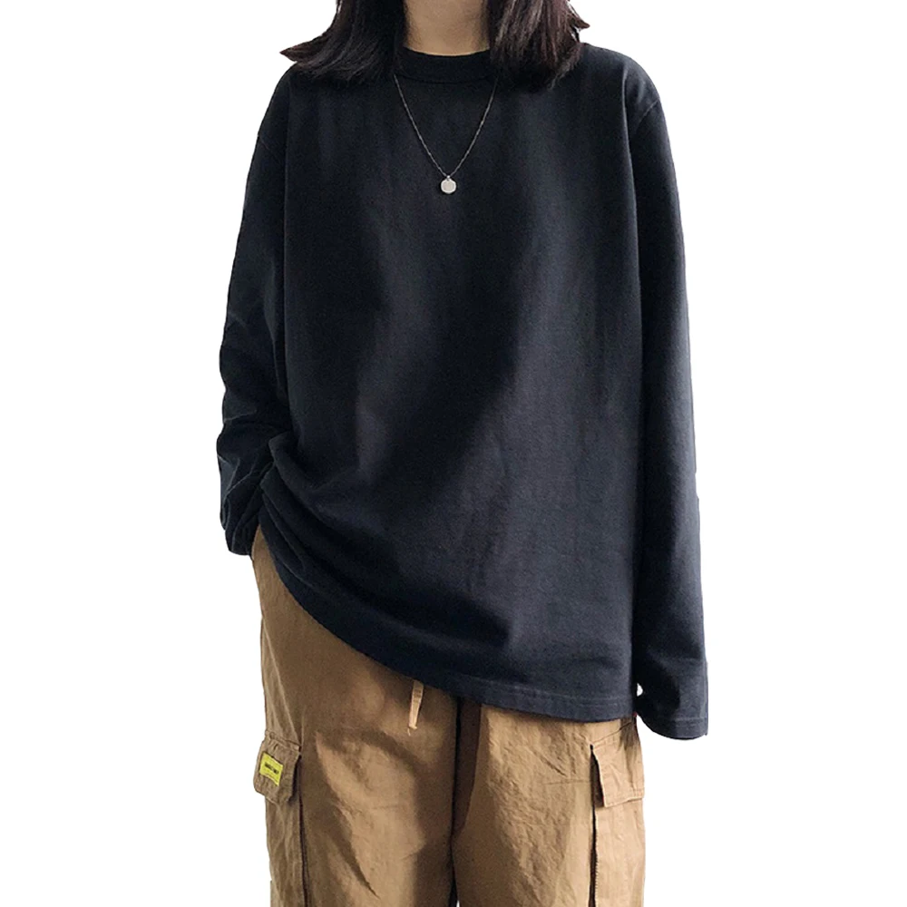 Feminino longo oversized casual básico algodão camiseta confortável solto ajuste feminino topo quali material algodão de alto conteúdo