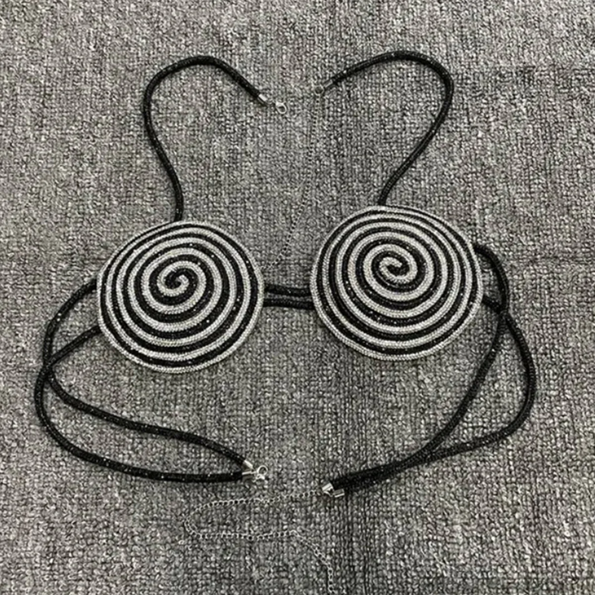 Luxury Stone Bikini Top Bra for Women, Shiny Stripe Rope, Summer Lingerie, Nightclub Body Outfit, Sexy Chest Bra Chain Dress Acc