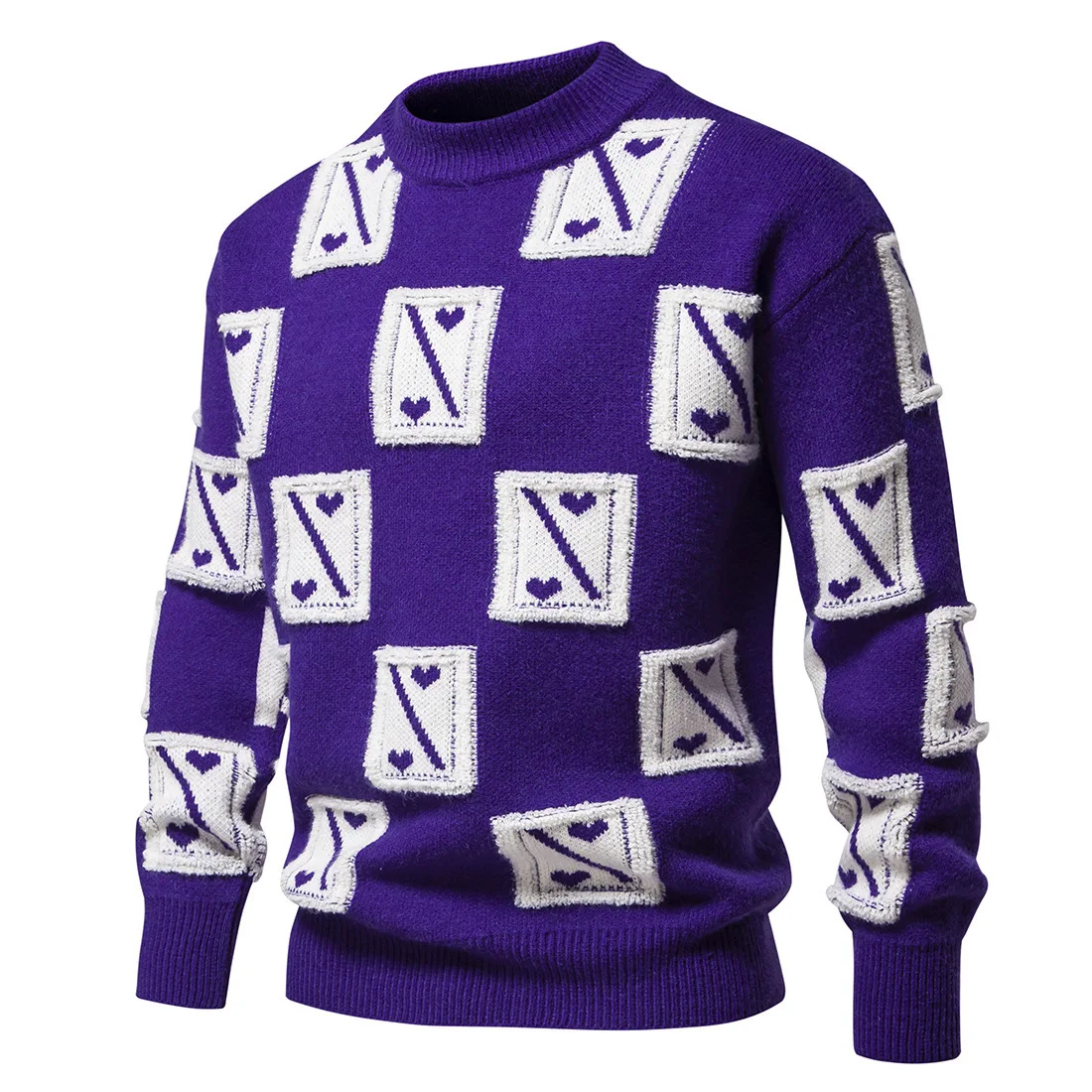 Maglieria priming scozzese di nuova moda autunno e inverno da uomo, maglione pullover lavorato a maglia a maniche lunghe con collo rotondo casual spesso color incantesimo