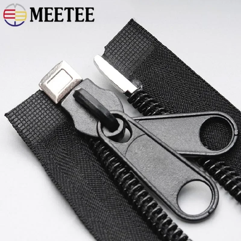 Meetee 10# 80-300cm Plastic Nylon Zippers Black Open End Long Zip for Outdoor Tent DIY Tailor Sewing Craft Bag Clothes Accessory