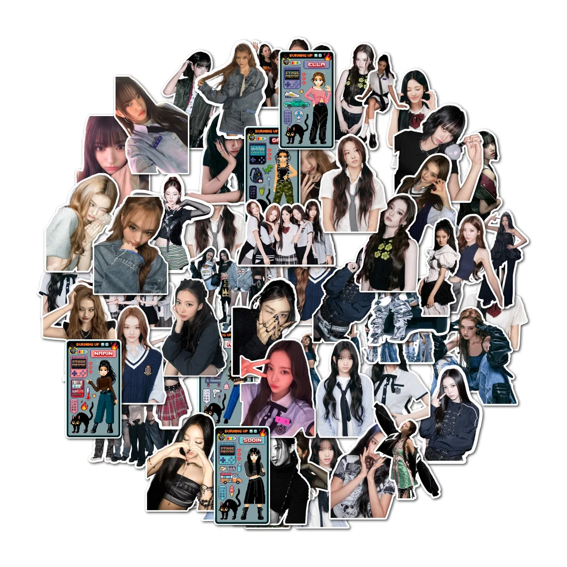 55 قطعة/الحزمة Kpop MEOVV ملصقات حرق ألبوم ملصق مضاد للمياه آنا نارين غاوون سوين ستار المحيطي المشجعين جمع الهدايا