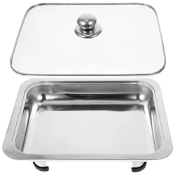 Buffet Food Plate Tray Steel Heater Grilling Serving Pan Four-leg Stainless Stainless-steel for