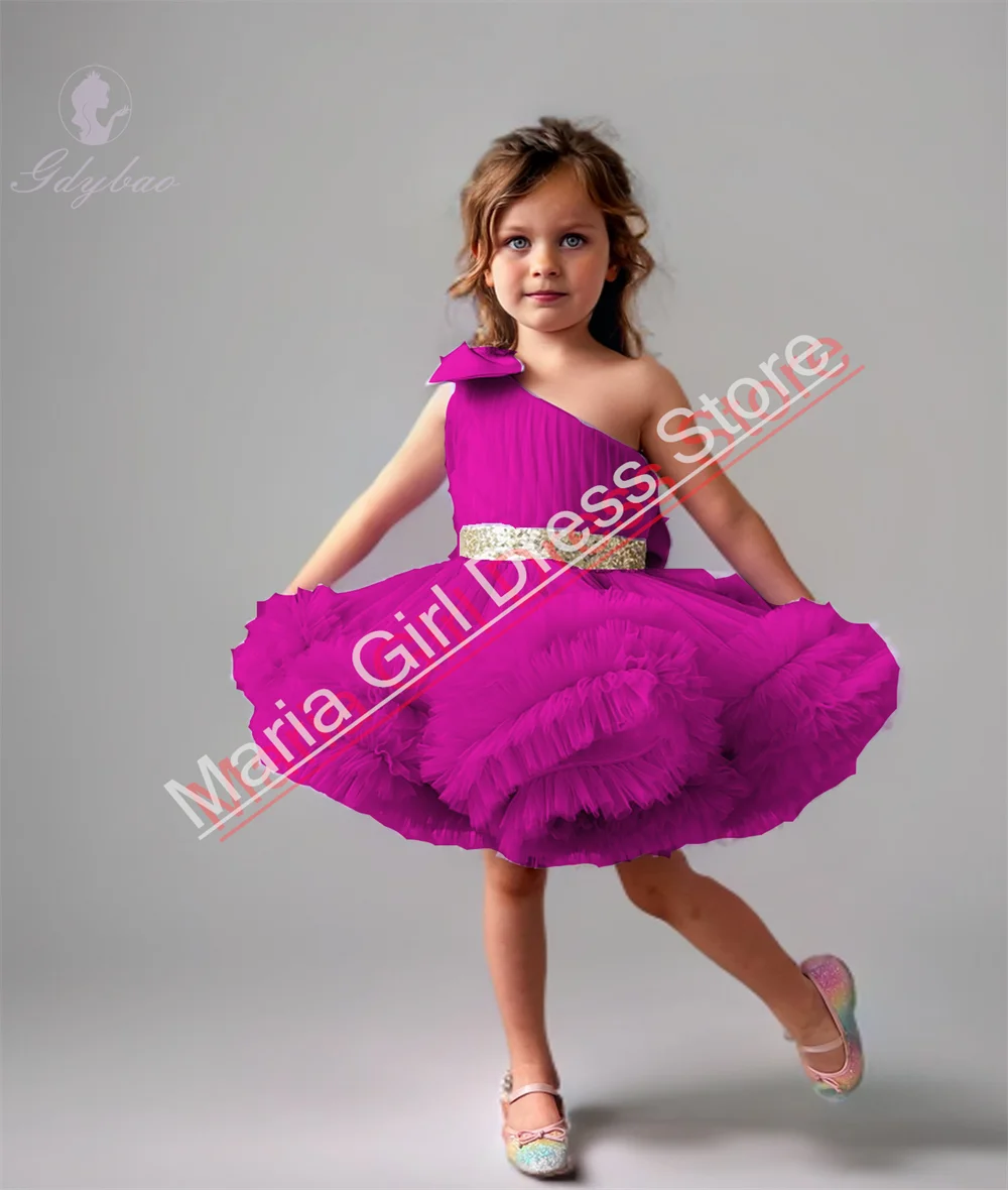 Girls Holiday Customization Lilac Flower Girl Dresses Fluffy Tutu First Communion Birthday Wedding Evening Dresses