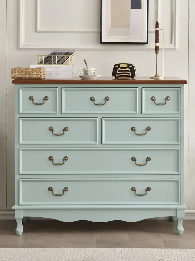 Solid wood American chest of drawers living room small closet bedroom storage cabinet locker bedside cabinet simple.