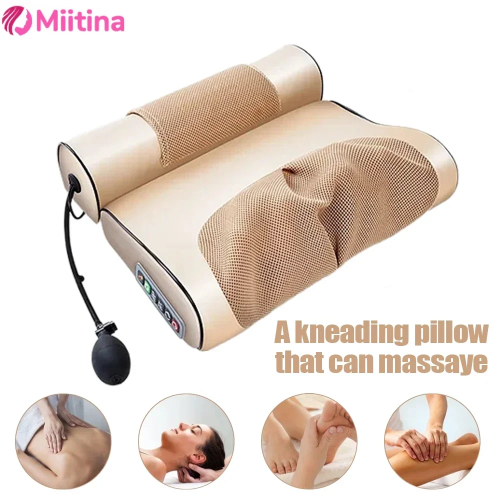 Electric Shiatsu Neck Pillow Cervical Ttraction Body Massager Body Back Pillow Heating Vibrating Pain Relief Massage Care Device