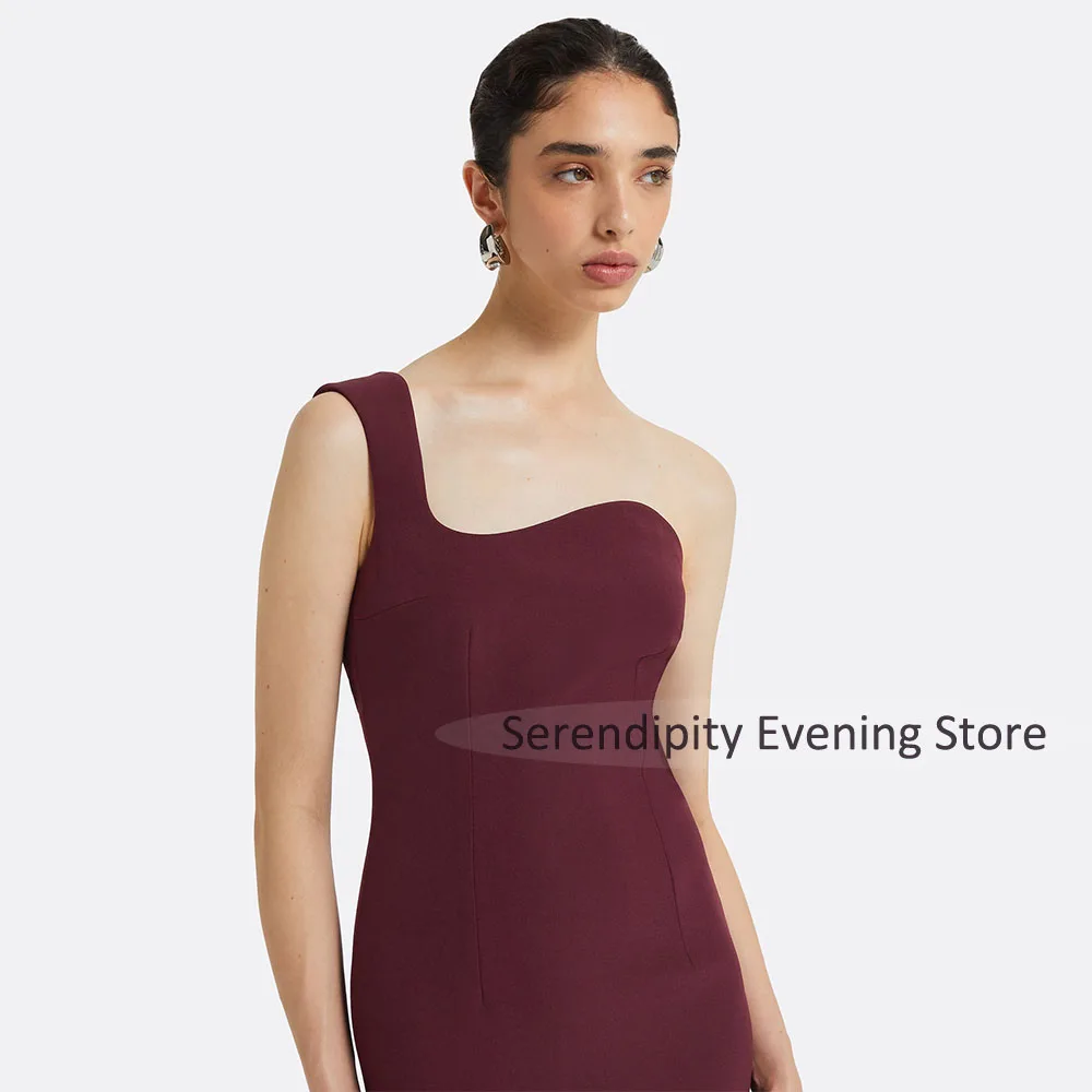 Modern Evening Dress Burgundy One Shoulder Sleeveless Mermaid Evening Gowns for Women Floor Length Trumpet Formal Party Dresses