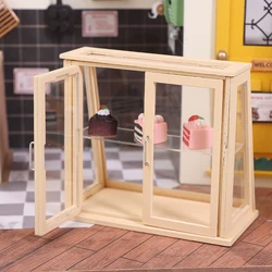 1/12 Scale Dollhouse Miniature Shop Store Room Wooden Display Bakery Cake Cabinet shelving Handcraft Dollhouse Decor