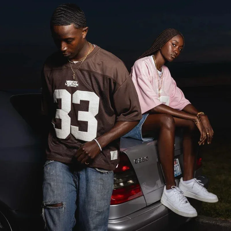 T-shirt in rete con numeri retrò stampa in schiuma streetwear uomo donna Harajuku casual nylon oversize traspirante manica corta unisex