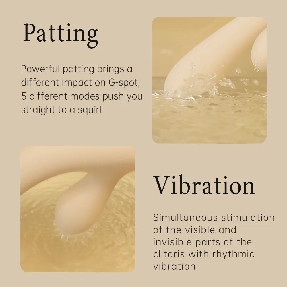 DRY WELL Rabbit Vibrator with Unique Patting Function Clitoris Stimulator Dildo with 10 Powerful Modes Dual Motor Stimulator