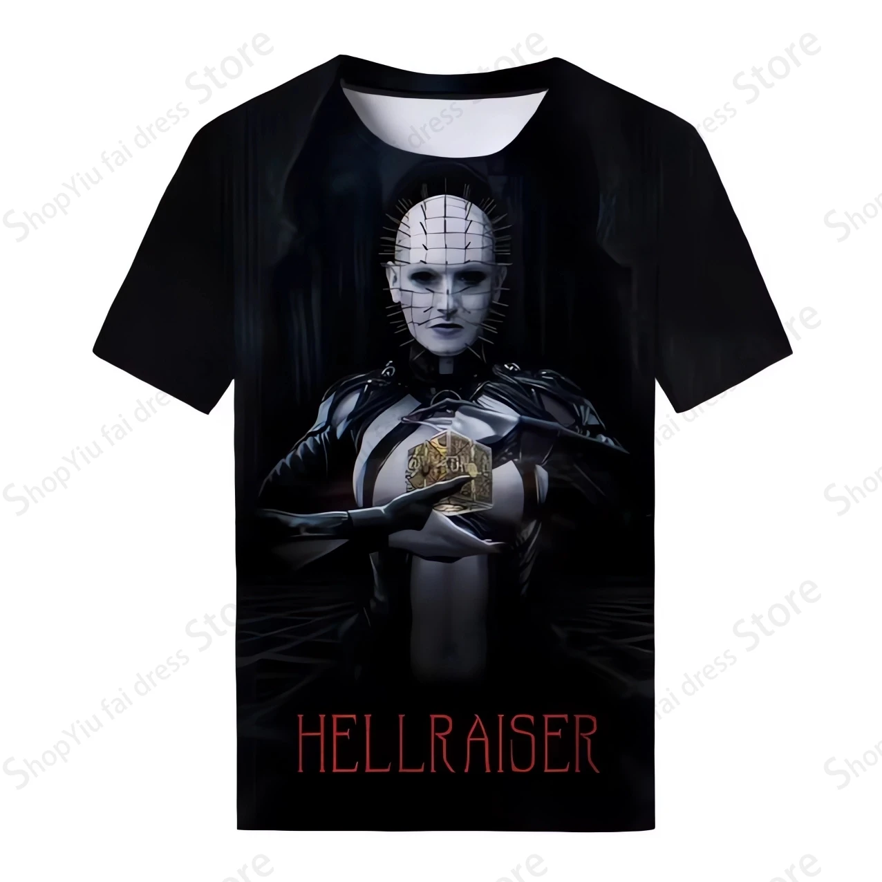 Camiseta de Pinhead para hombre y mujer, camisa de manga corta con estampado de Hellraiser de película de terror en 3d, moda de Hip Hop