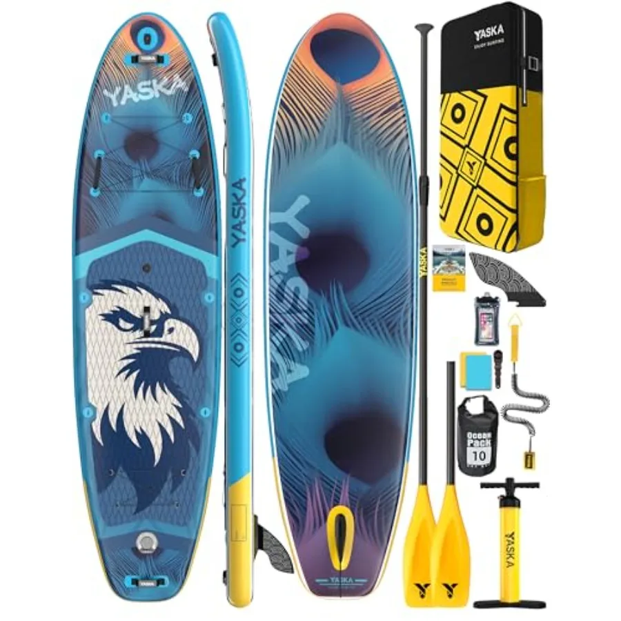 

Inflatable Stand up Paddle Board 11ft for adventure yoga fishing and beginners; PVC material blue; extra wide design with non-s