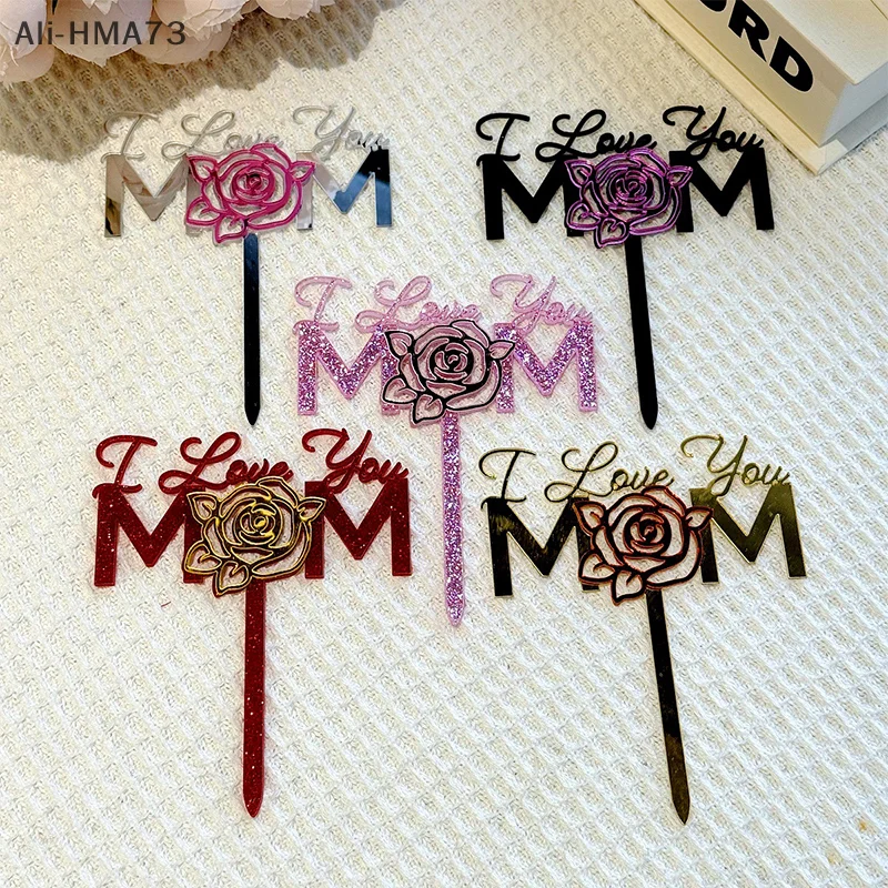 

Happy Mother's Day Birthday Glitter Cake Topper High-grade Acrylic Mom Party Cake Toppers Mother's Day Gifts Dessert Decoration