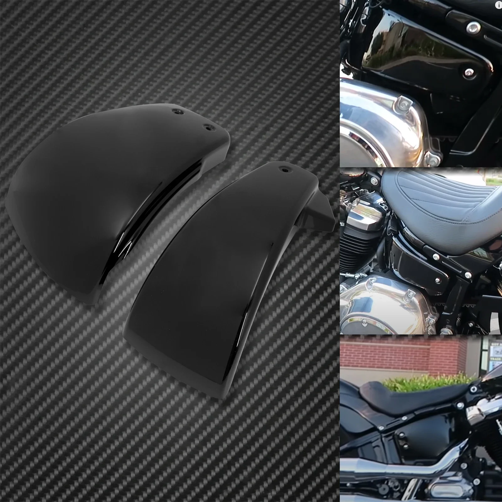 Motorcycle Black/Chrome Battery Fairing Side Cover ABS For Harley Softail Breakout Fat Boy FXDR Fat Street Bob 2018-2020 2021