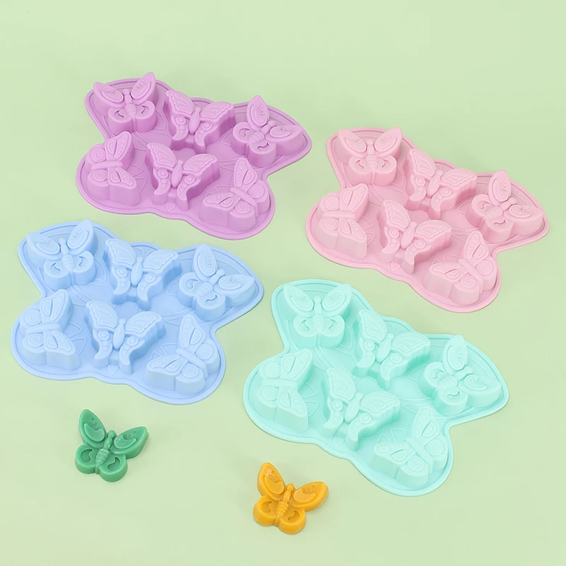 Chocolate Silicone Molds Butterfly Ice Cube Tray 6 Cavity Biscuit Fondant Baking Mould Wax Melt Molds Kitchen Accessories