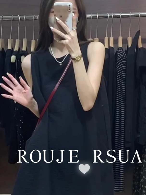 

ROUJE RSUA Women's Loose Fit round Ne Svel irt Simple Sle Summer Top Comfortable Breathable Korean Commute Sle