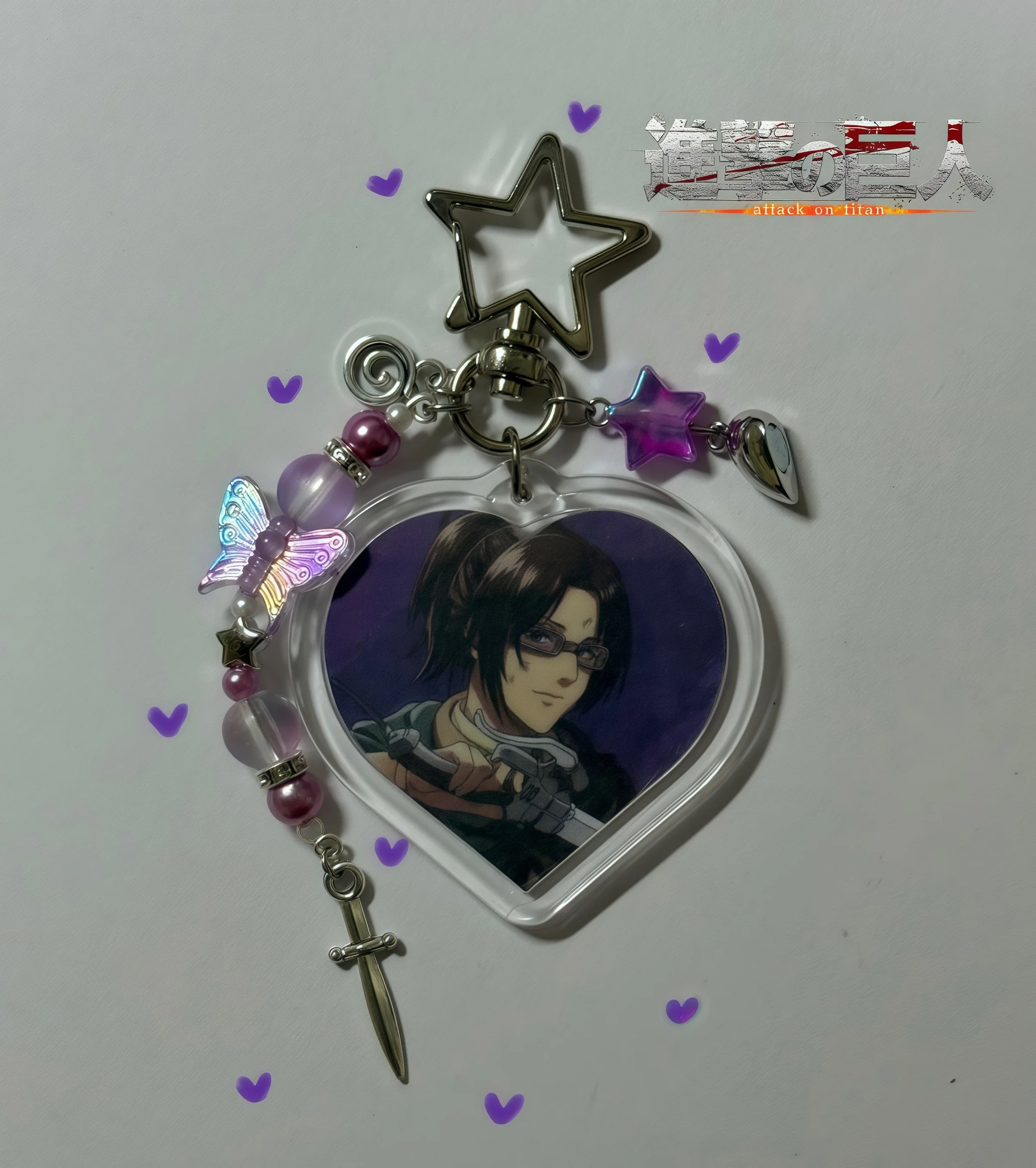 ~•Handmade anime Attack on Titan matching keychains aesthetic design•~