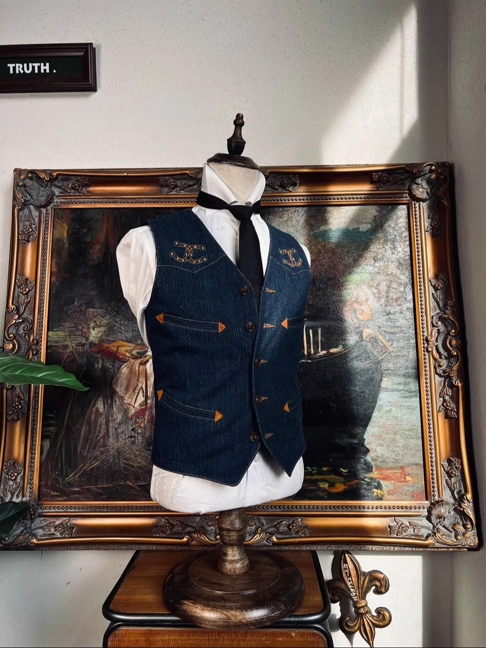 

Tailor Brando American Vintage 12OZ Red Line Джинсовый мужской классический жилет джентльмена