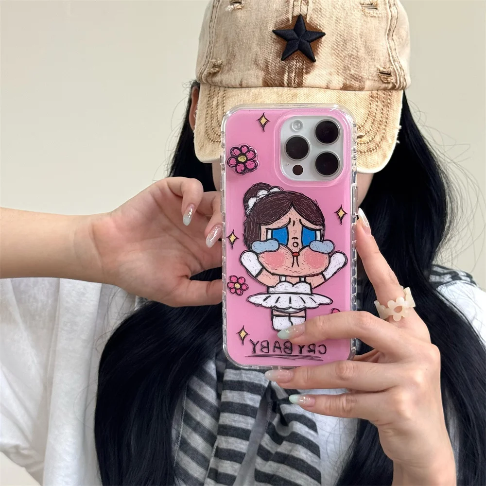 

Funny Girls Rotate flowers Phone Case For iphone 16 15 14 13 Pro Max Fundas Kawaii Cute Cartoon Fashion For Apple 16 15 pro Case