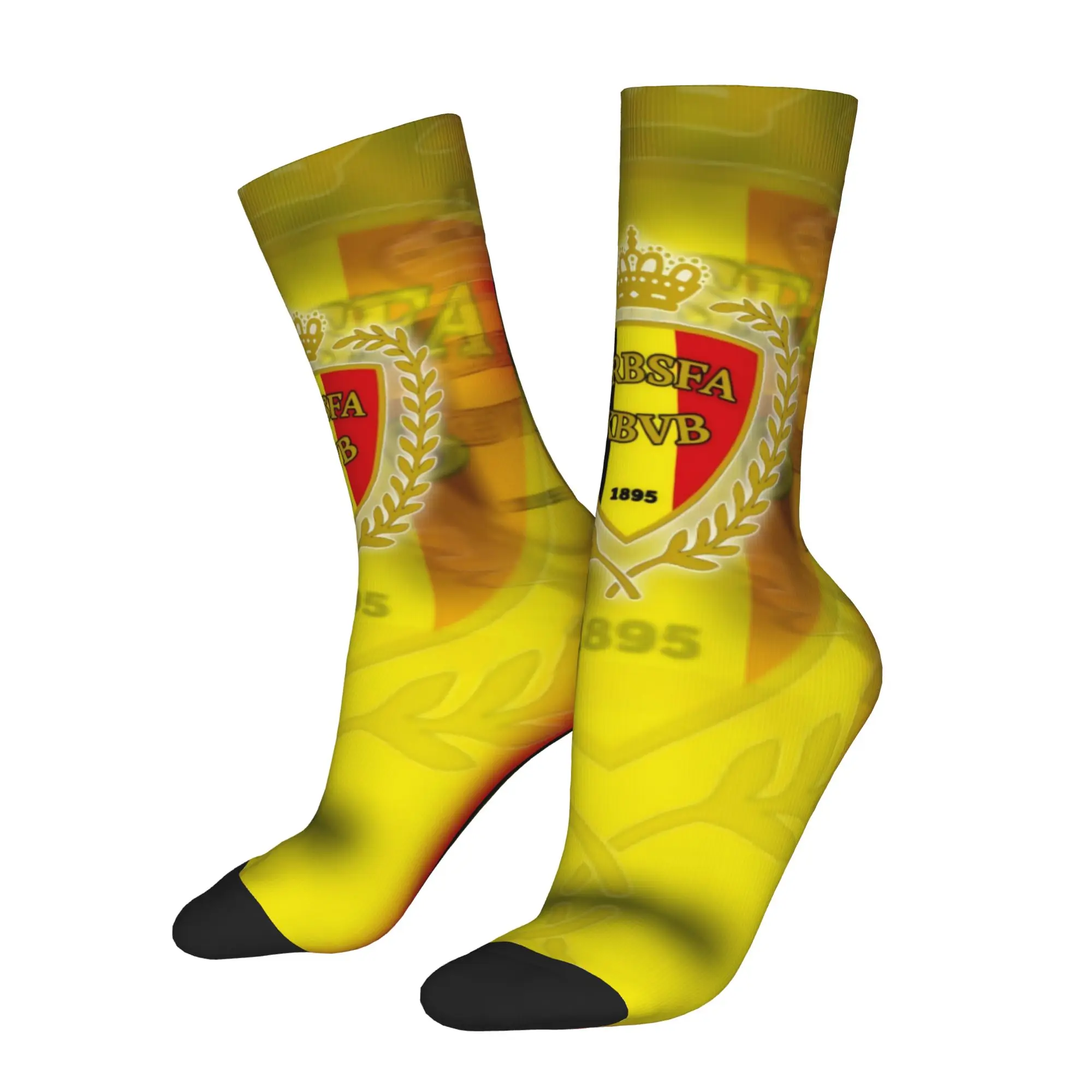Happy Funny Belgium Vintage Harajuku  Hip Hop Novelty Seamless Crew Sock Match Day Essentials