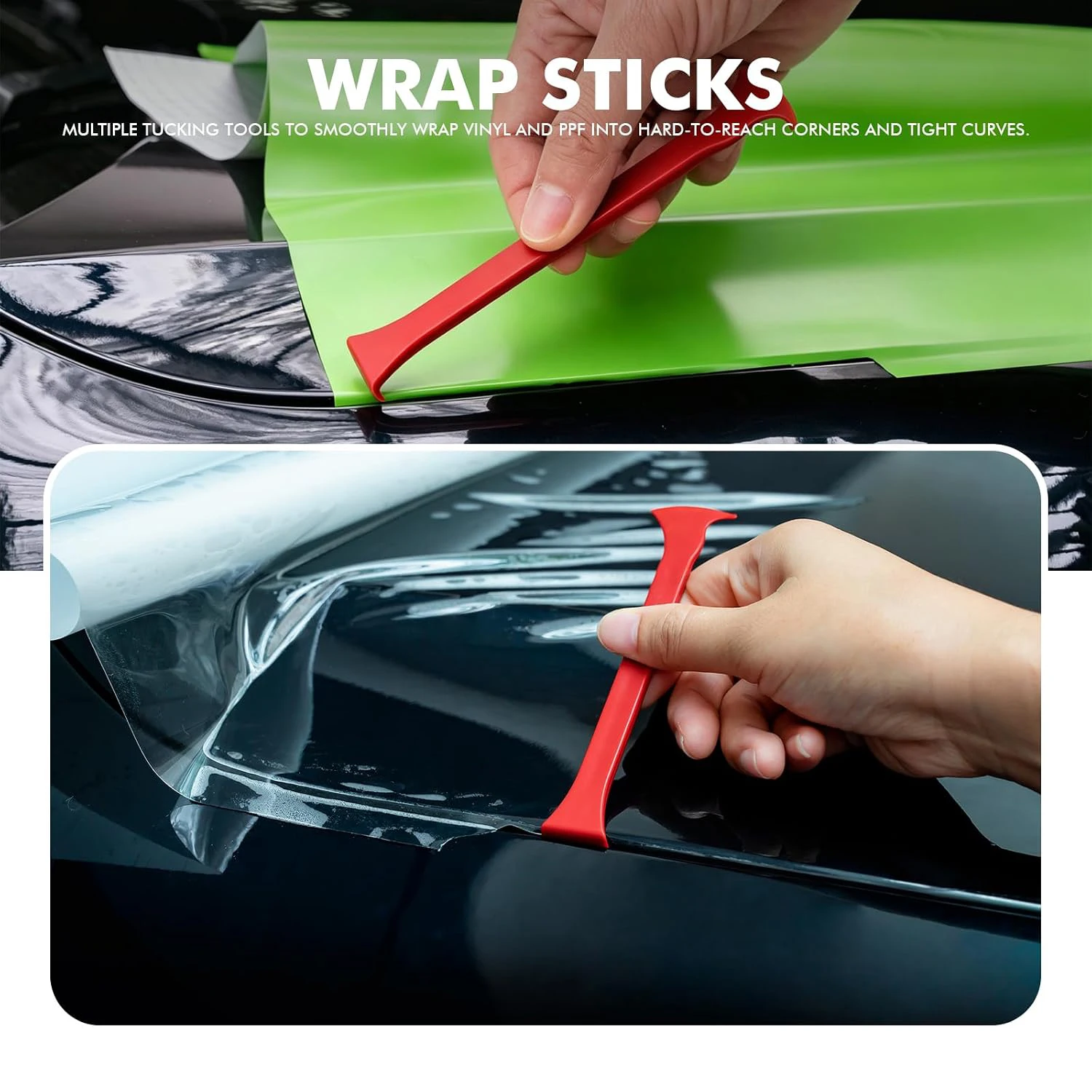 FOSHIO 4pcs Axe Edge Vinyl Wrap Tool Vehicle Window Film Tint Seam Detailing Car Sticker PPF Install Tucking Seal Micro Squeegee
