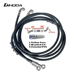 Free shipping Black 400 To 1400mm Hydraulic Brake Hose DOT oil Pipe Line Braided Cable 10mm Banjo Chromium plating For universal