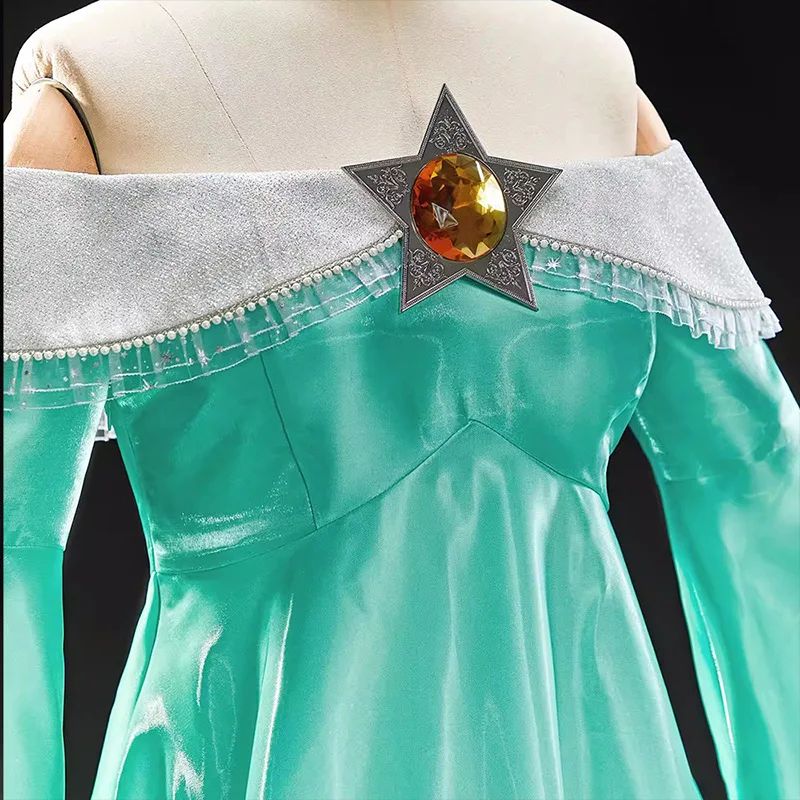 

Princess Peach Cosplay Costume Starlight Princess Rosalina Evening Dress Halloween Gown Play Role Clothes HCos