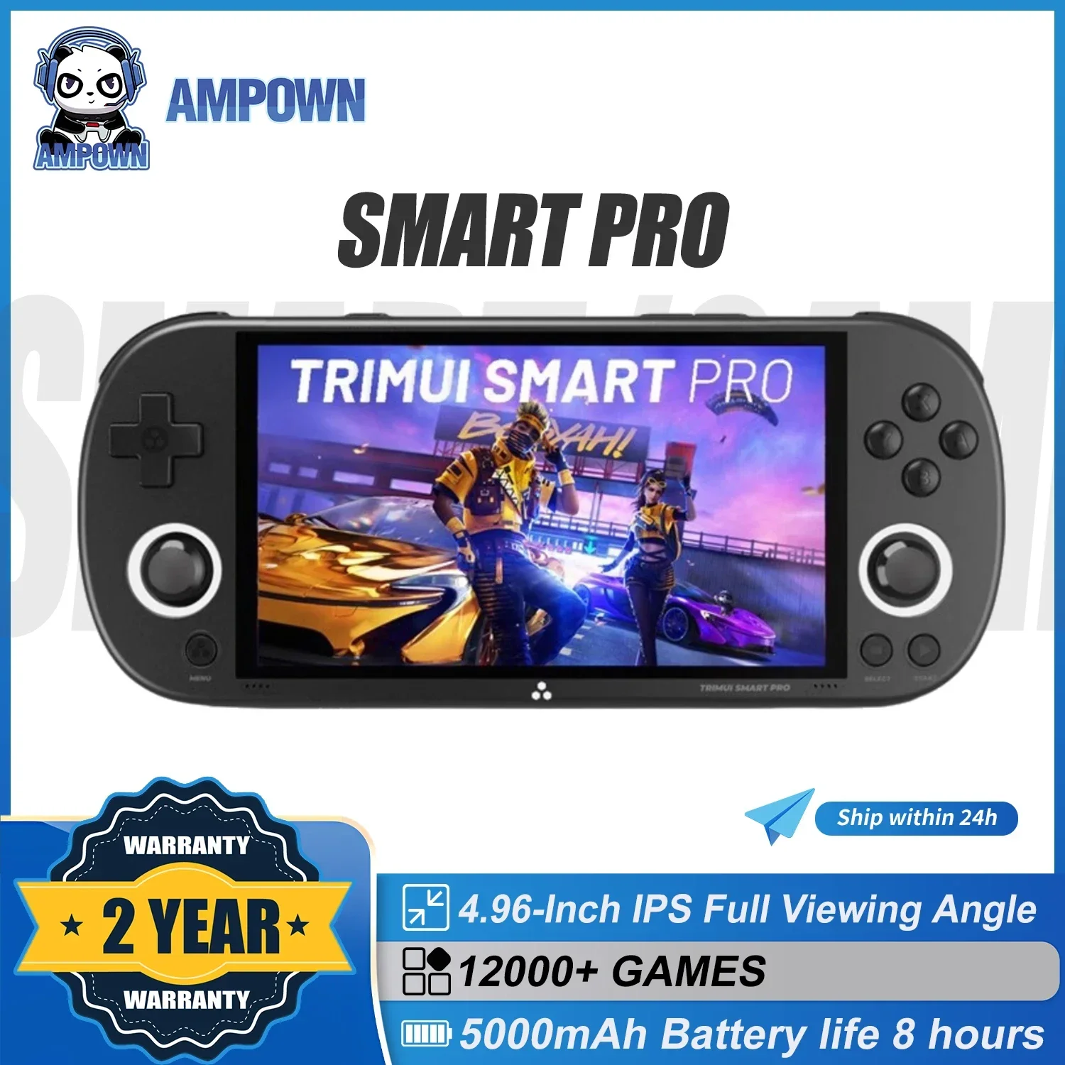 AMPOWN Trimui Smart Pro Handheld Game Players Consoles 4.96'' IPS Screen Linux System Emulator Portable Retro Video Games