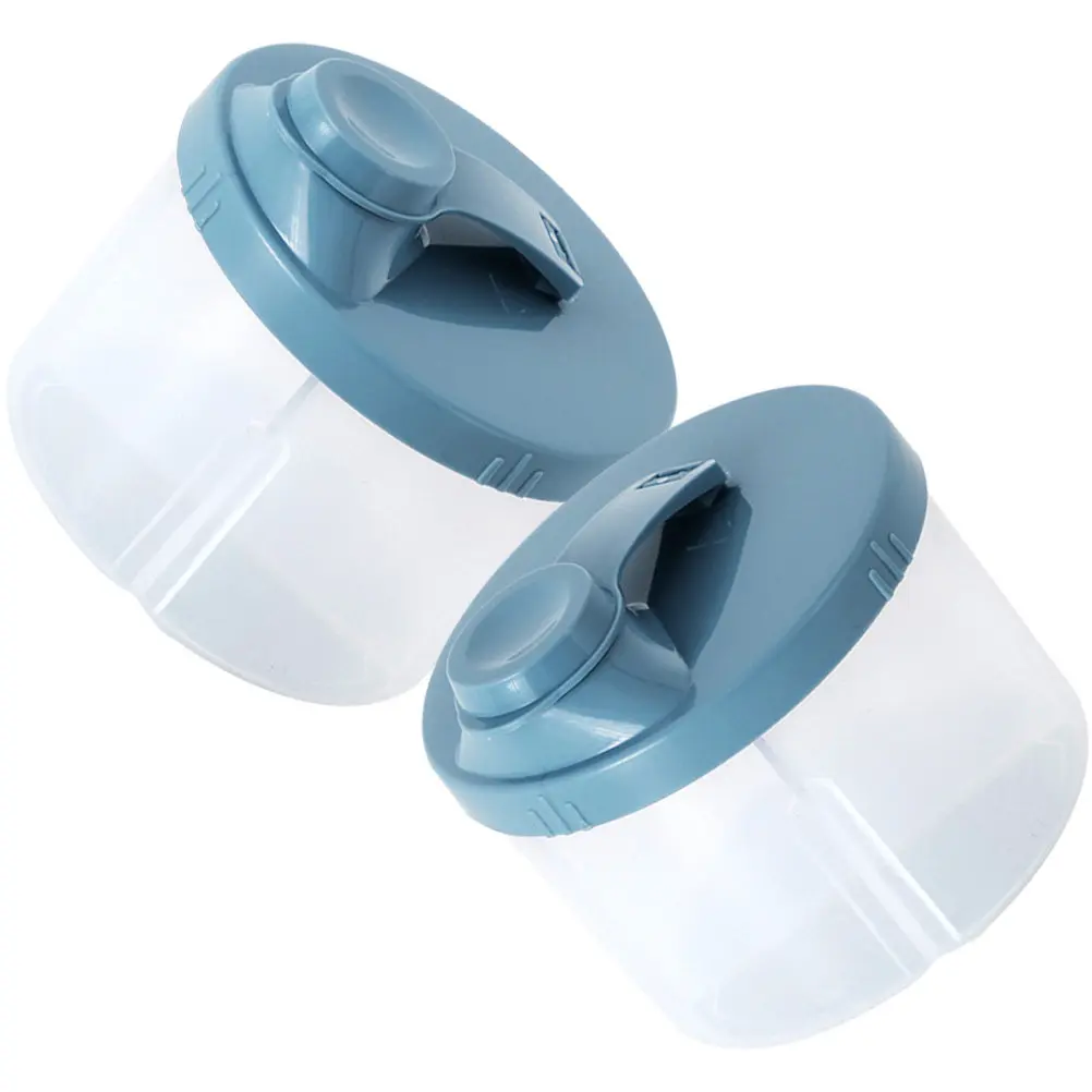 

Набор из 2 портативных контейнеров для детской смеси с четырьмя отделениями, безопасный контейнер для хранения смеси, незаменимый для путешествий с малышом