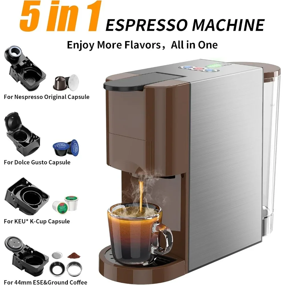 Coffee Maker, 19Bar Single Serve Coffees Maker Ground Coffee/illy 44mm ESE, Cold&Hot Brew Espresso Machine