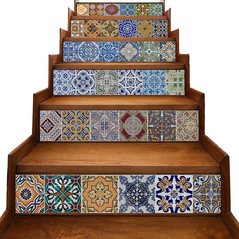 24X Peel And Stick Tile Backsplash Stair Riser Decals DIY Tile Decals Mexican Traditional Talavera Waterproof