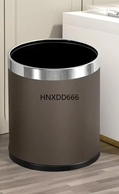 

10L Stainless steel light luxury open top brown trash bin ,double layers metal garbage bin for bedroom,office,hotel