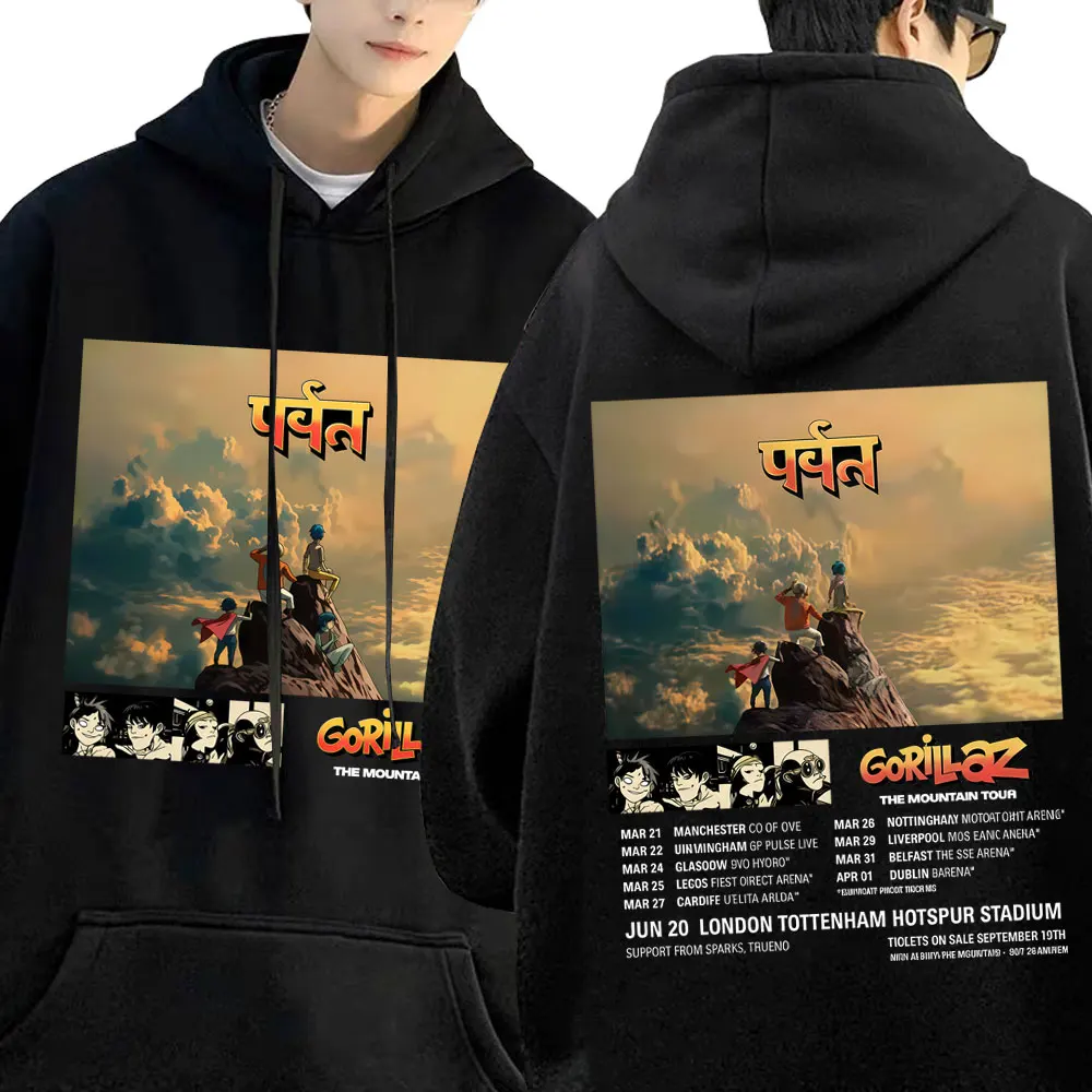 

Rock Band Gorillaz The Mountain Album Tour 2026 Hoodie Men Women Retro Fashion Oversized Streetwear Male Casual Pullover Hoodies