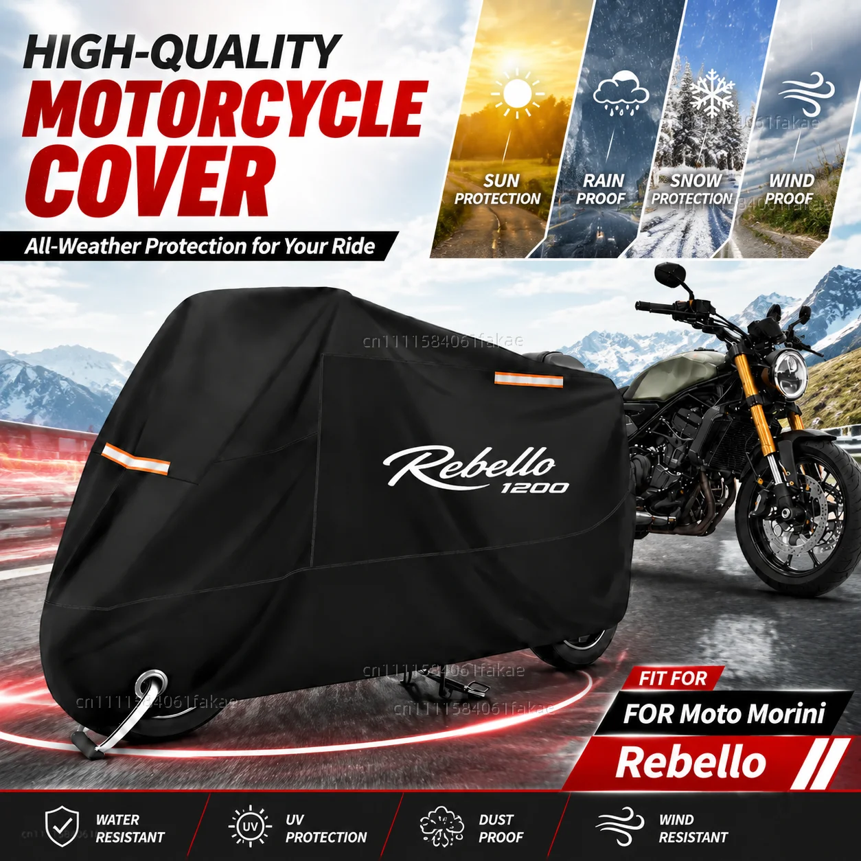 

Motorcycle Cover Waterproof Outdoor All Season Dustproof UV Protective Moto Scooter Rain Cover FOR Moto Morini Rebello 1200 2012