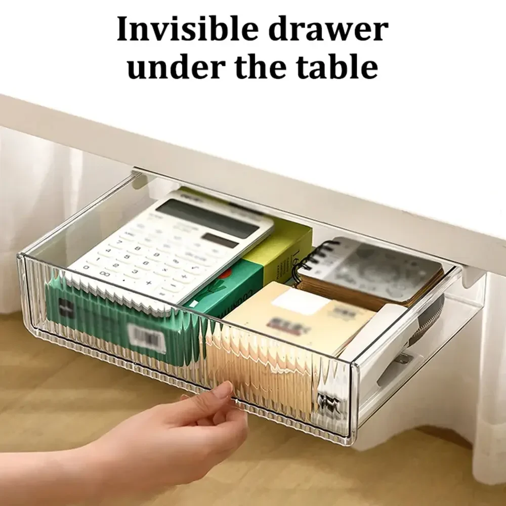 

1PC Under Desk Drawer Storage Box Office Storage Drawer Slide Out Underdesk Organizer For Desktop Attachable Slide Out Drawer