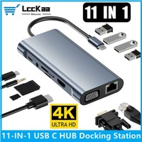 11 In 1 USB C Hub For Macbook Air Pro Compatible 4K Type C To HDMI VGA USB 3.0 2.0 Rj45 With PD 100W TF SD 3.5mm Aux Type C Hub