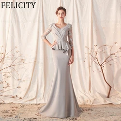 FELICITY Exquisite Mother of the Bride Dresses 2025 Mermaid V-neck Wedding Guest Dresses Pleated Appliques Party Evening Gowns
