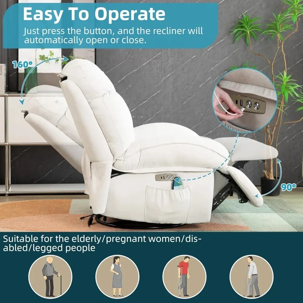 كرسي استرخاء، كرسي هزاز عريض، كرسي هزاز مع تدليك وحرارة، 270 ° كراسي هزازة لحضانة الأطفال، كرسي كبير الحجم #5